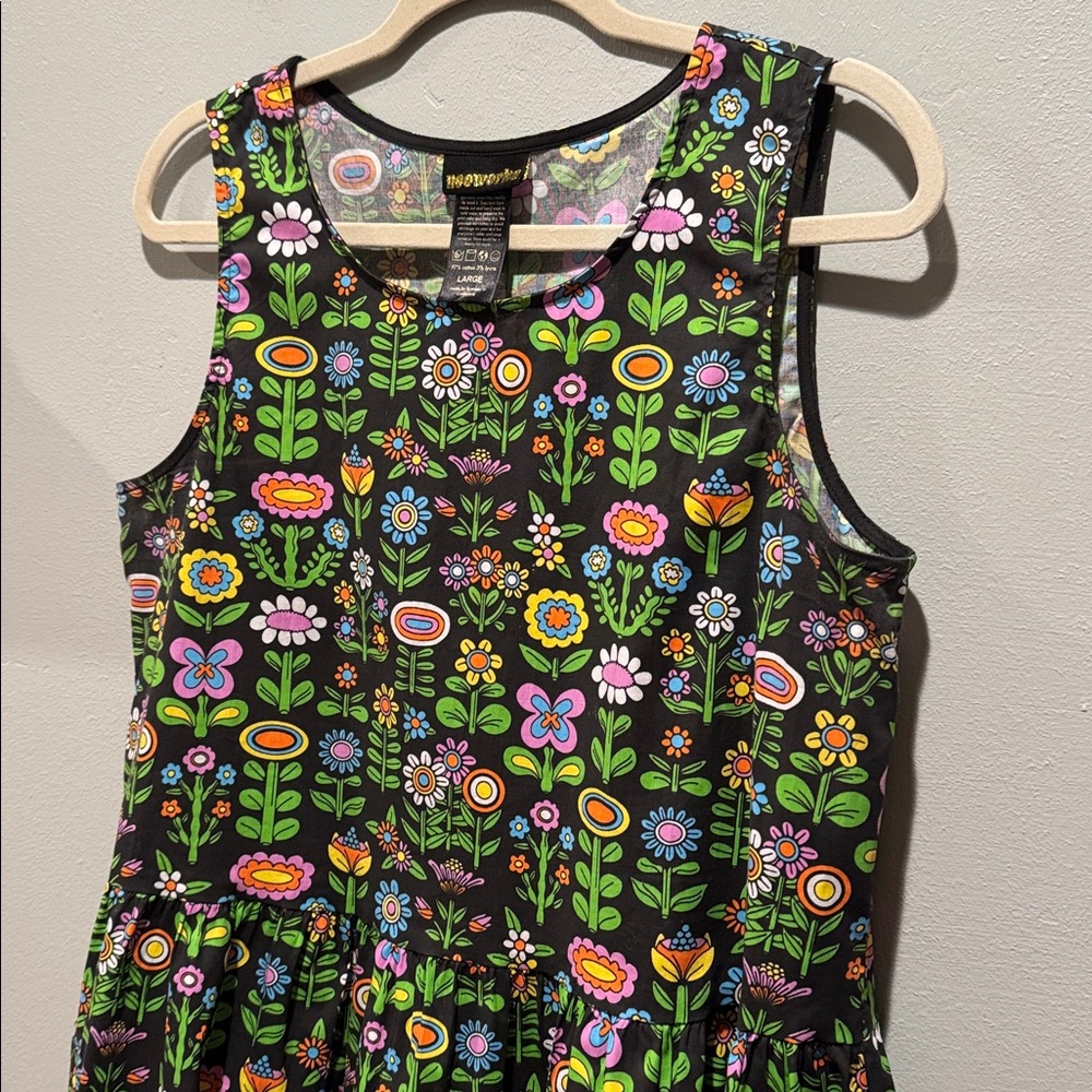 Nooworks Awesome Blossoms June Black Floral Pocket Dress Colorful Garden Print - Picture 4 of 12